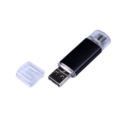 USB-флешка на 32 Гб c двумя дополнительными разъемами MicroUSB и TypeC, черный-1