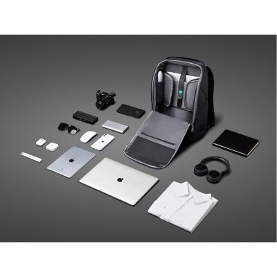 Антикражный рюкзак FlexPackPro для ноутбука 15.6, серый/черный-11