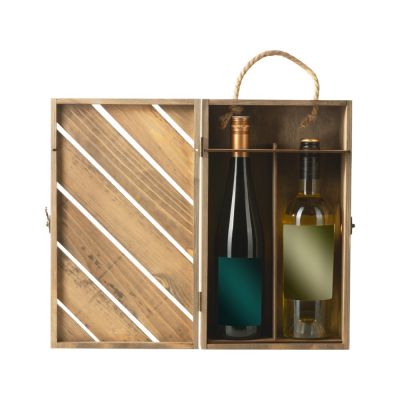 Коробка подарочная из массива дерева для 2х бутылок-6