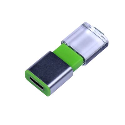 USB-флешка промо на 32 Гб прямоугольной формы, выдвижной механизм, зеленый-1