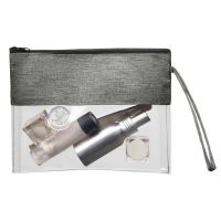 Косметичка из PVC и ткани Leony, прозрачный/темно-серый