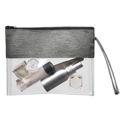 Косметичка из PVC и ткани Leony, прозрачный/темно-серый-0