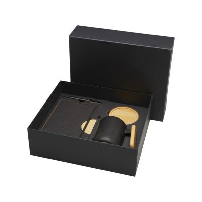 Laura подарочный набор из блокнота формата А5 в твердой обложке и шариковой ручки - сплошной черный-0