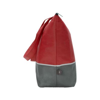 Сумка-холодильник Reviver с длинными ручками из нетканого переработанного материала RPET, красный/серый-3