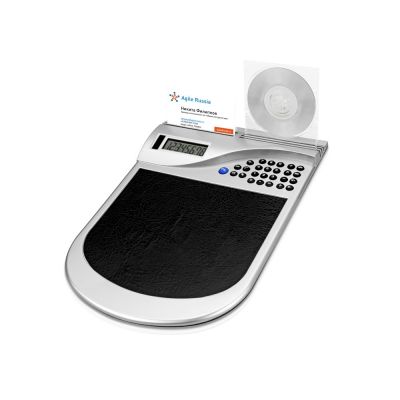 Коврик для компьютерной мыши с калькулятором и подставкой под мини-диски и визитки-0