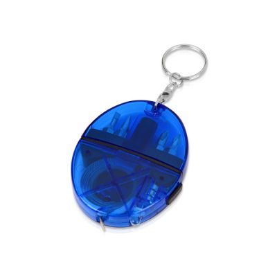 Брелок-рулетка с набором отверток и фонариком, синий-0