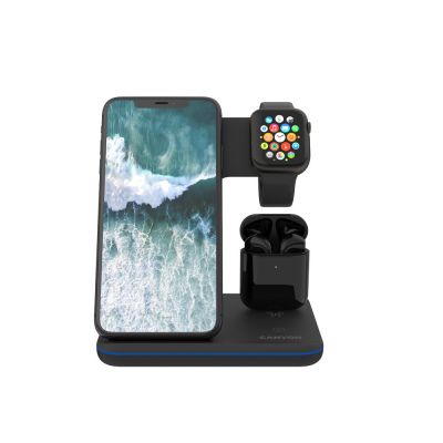 Беспроводное зарядное устройство для гаджетов 3-в-1 с технологией QI Canyon WS-302 (CNS-WCS302B), черный-4