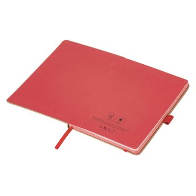 Блокнот A5 Sevilia Color, твердая обложка из крафта, 80 листов, цветной срез и форзац, натуральный/красный-1