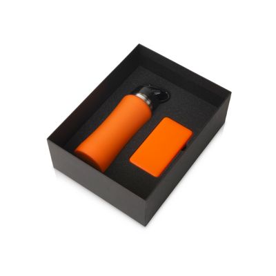Подарочный набор с бутылкой для воды и повербанком С1, 5000 mAh, оранжевый-0