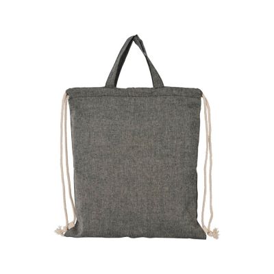 Рюкзак со шнурком Pheebs из 150 г/м2 переработанного хлопка, черный меланж-1