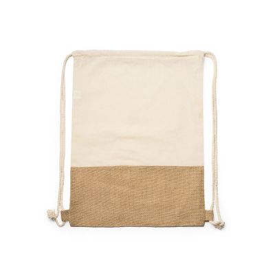 Рюкзак-мешок WILKES из хлопка и джута, бежевый-4