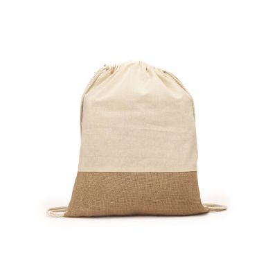 Рюкзак-мешок WILKES из хлопка и джута, бежевый-0
