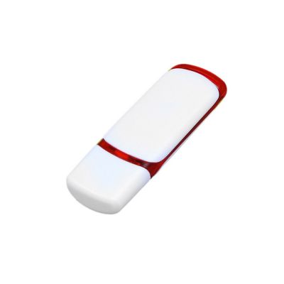 Флешка 3.0 промо прямоугольной классической формы с цветными вставками, 128 Гб, белый/красный-2