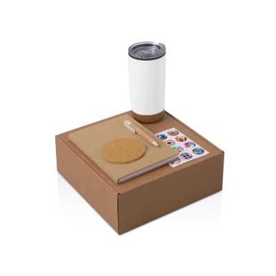 Подарочный набор из пробки с блокнотом, ручкой и термокружкой-0