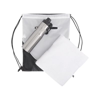 Спортивный набор со стальной бутылкой и полотенцем Advanced, белый-1