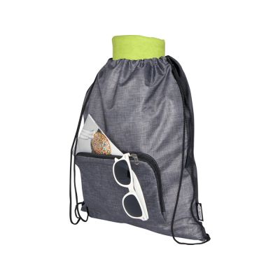 Складная сумка со шнурком Ash из переработанных материалов, соответствующих стандарту GRS, объемом 7 л, черный-3