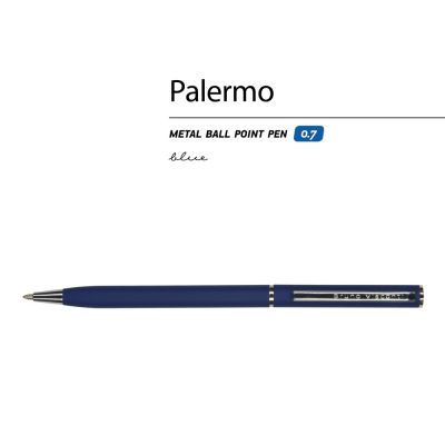 Ручка шариковая автоматическая BrunoVisconti® PALERMO цвет корпуса темно-синий, soft-touch, 0.7 мм-1