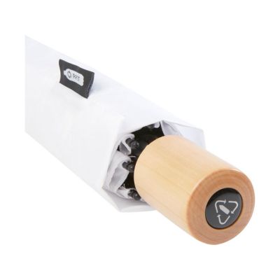 Birgit, складной ветроустойчивой зонт диаметром 21 дюйм из переработанного ПЭТ, белый-4