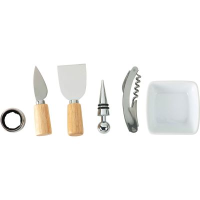 Набор Save time для сыра и вина со съемной подставкой, натуральный, серебристый-2