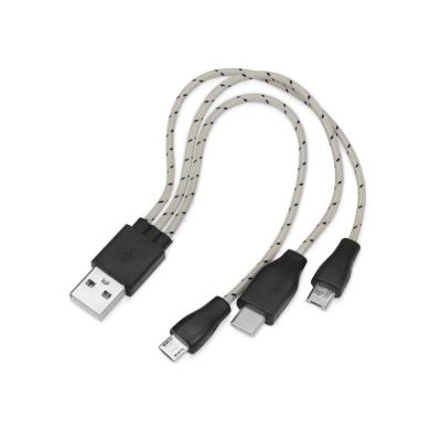 Набор с наушниками и зарядным кабелем 3-в-1 In motion, серый-2