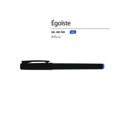 Ручка пластиковая гелевая Egoiste Black под персонализацию, синие чернила, черная-1