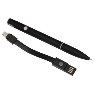 Ручка шариковая с кабелем USB, черный-5
