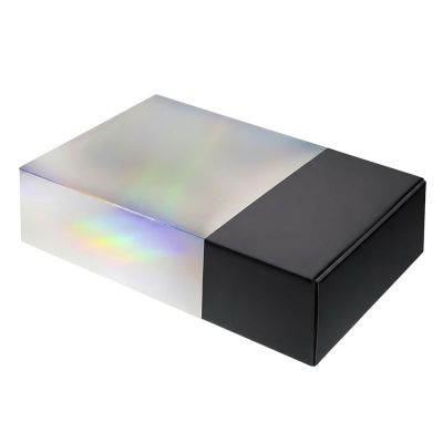 Подарочная коробка с голографическим шубером без печати Aurora, L, 260х260х100 мм.-1