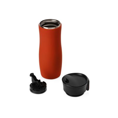 Вакуумная термокружка с кнопкой Streamline, Waterline, soft-touch, красный-3