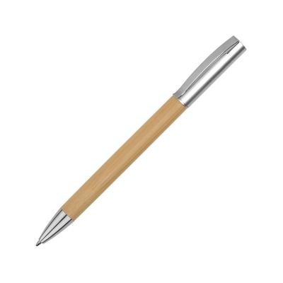 Ручка бамбуковая шариковая Saga, хром/бамбук-0