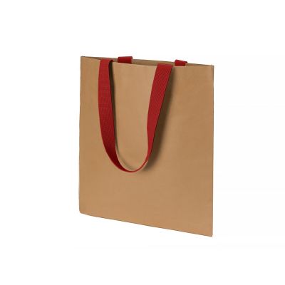 Сумка-шоппер Papyrus из моющейся крафт-бумаги, натруальный/красный-2
