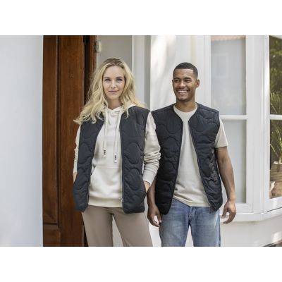 Quartz утепленный жилет унисекс из переработанного материала GRS - сплошной черный-3