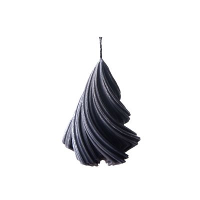 Свеча Елка, ароматическая, черная с серебристым напылением-1