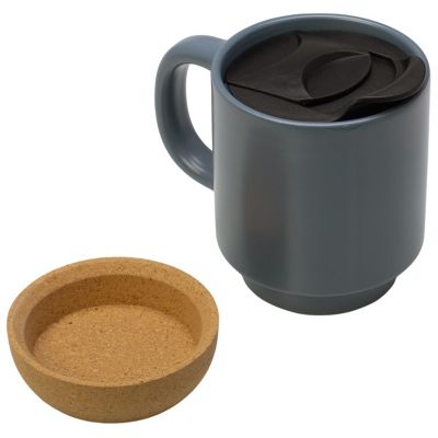 Кружка Denpasar с пробковым дном и крышкой, цветная с двух сторон, антрацит-2
