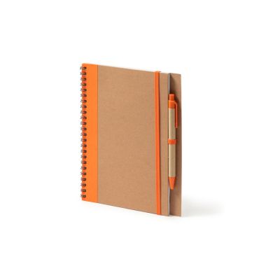 Блокнот А5+ ALANI с шариковой ручкой, крафтовый/оранжевый-5