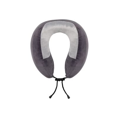 Подушка TORBER, дорожная, с эффектом памяти, тёмно-серая, полиэстер+спандекс-0