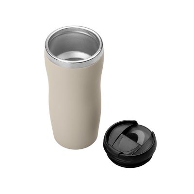 Термокружка Mony Steel 350 мл, soft touch, бежевый-1