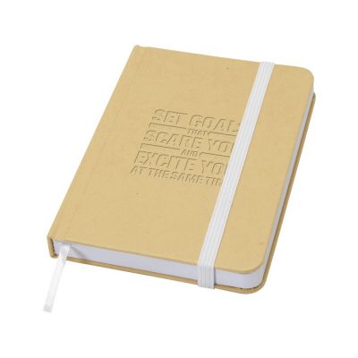 Reed блокнот формата А6 из переработанного материала в твердой обложке с простыми страницами - Белый-5