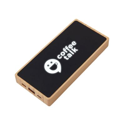 Внешний аккумулятор с подсветкой лого и солнечной панелью Reedia S1, 10000 mAh, бамбук, черный-0