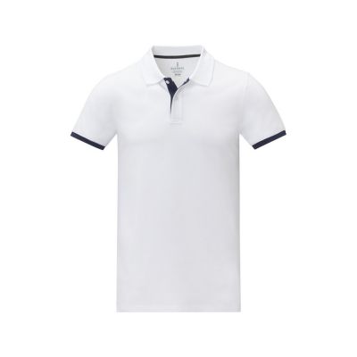 Morgan Двухцветное мужское поло с коротким рукавом , белый-1