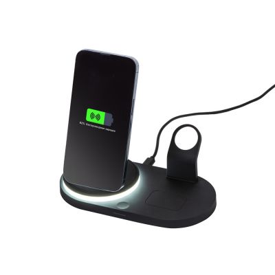Складная зарядная станция с беспроводной зарядкой Flashport, 15 Вт, черный-1