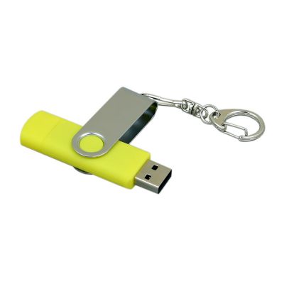 Флешка с  поворотным механизмом, c дополнительным разъемом Micro USB, 16 Гб, желтый-2