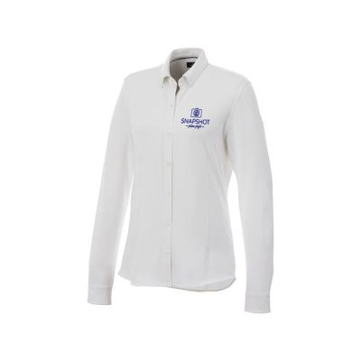 Женская рубашка Bigelow из пике с длинным рукавом, белый-4