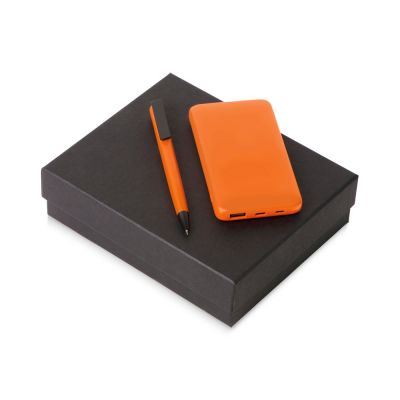 Подарочный набор c пластиковой ручкой, повербанком С2, 10000 mAh, оранжевый-0