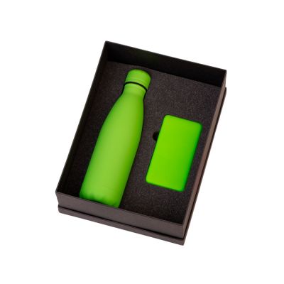 Подарочный набор с термобутылкой и повербанком С1, 5000 mAh, зеленое яблоко-1