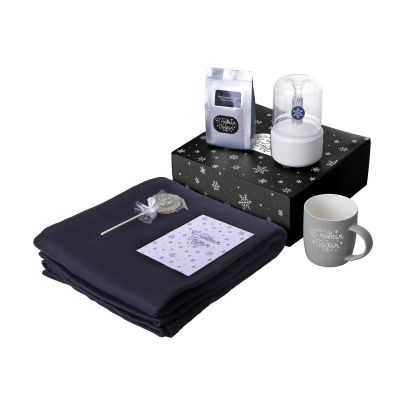 Подарочный набор с пледом, увлажнителем и кружкой, серый-0