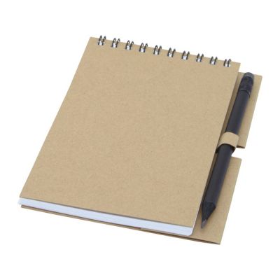 Блокнот Luciano Eco на пружине, с карандашом, маленький, натуральный-0