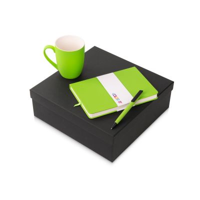 Подарочный набор c блокнотом C2, ручкой и кружкой, зеленое яблоко-0