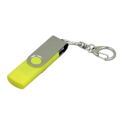 Флешка с  поворотным механизмом, c дополнительным разъемом Micro USB, 16 Гб, желтый-0