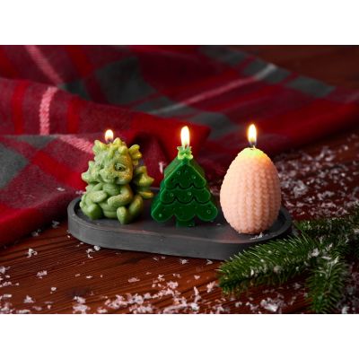 Свечи на подставке Дракон, яйцо дракона, елочка-11