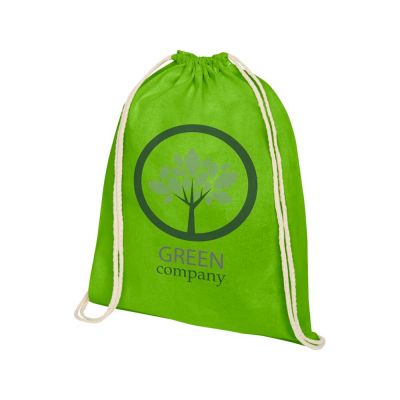 Рюкзак со шнурком Oregon хлопка плотностью 140 г/м2, лайм-3